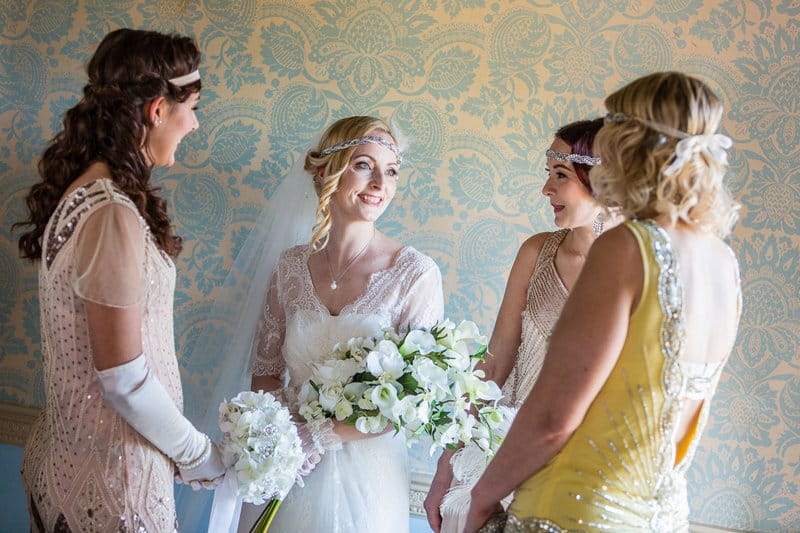 Vintage bride and bridesmaids