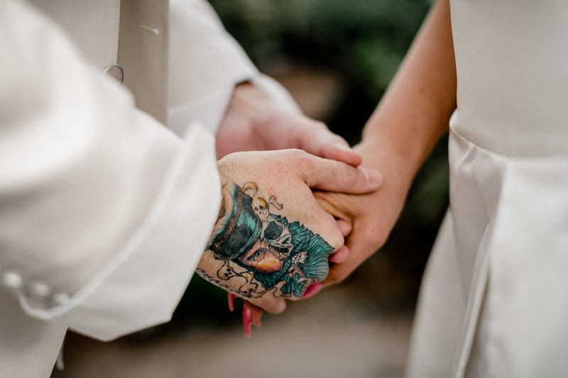 Tattoo on groom's hand