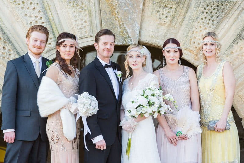 Vintage bride, groom and bridal party