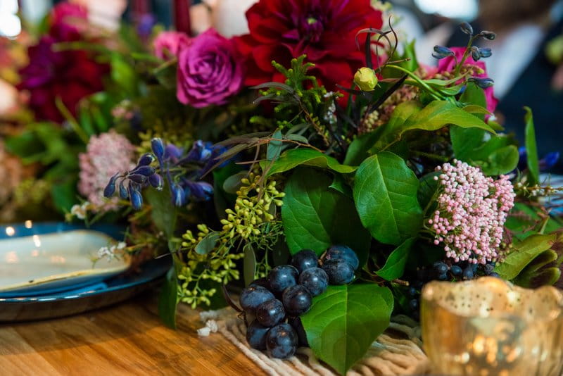 Winter wedding table flowers