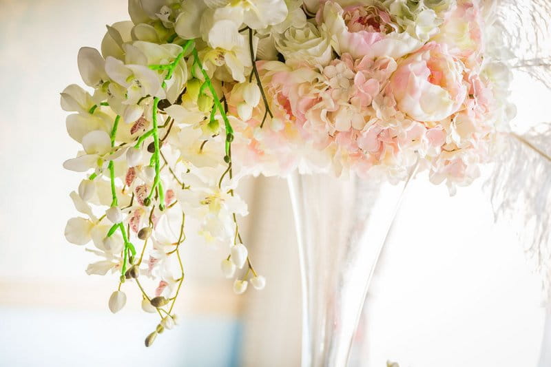 Neon stalks on wedding flowers