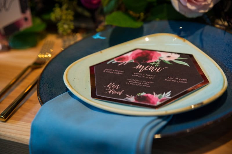 Purple wedding menu