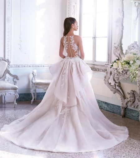 Back of DP400 Louise Wedding Dress with Train from the Platinum by Demetrios Clair de Lune 2019 Bridal Collection