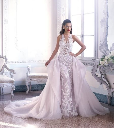 DP400 Louise Wedding Dress with Train from the Platinum by Demetrios Clair de Lune 2019 Bridal Collection