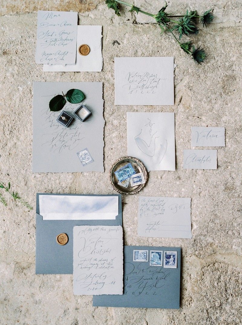 Grey wedding stationery