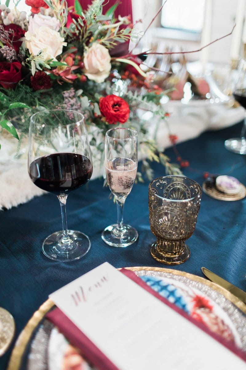 Glasses on wedding table