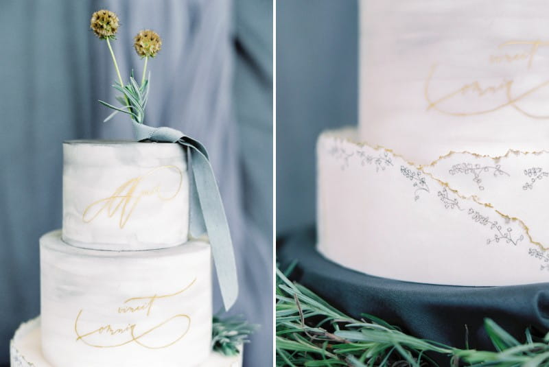 Grey detail on wedding cake