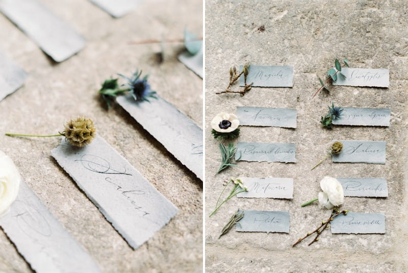 Grey wedding name cards