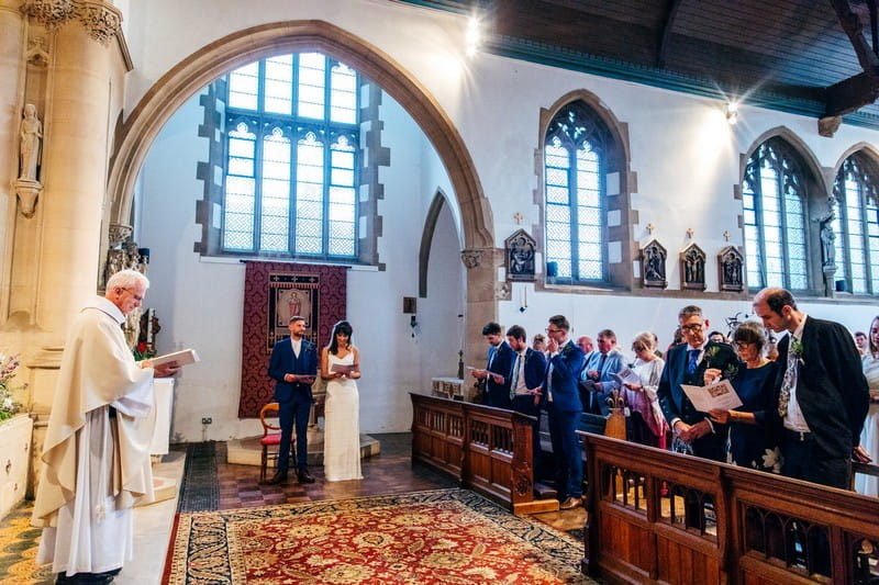 Bride and groom in wedding ceremony