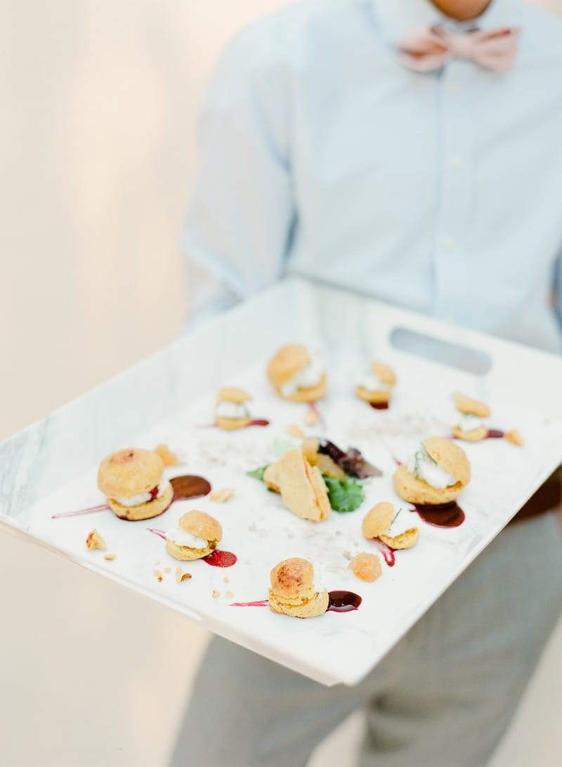 Tray of elegant wedding food