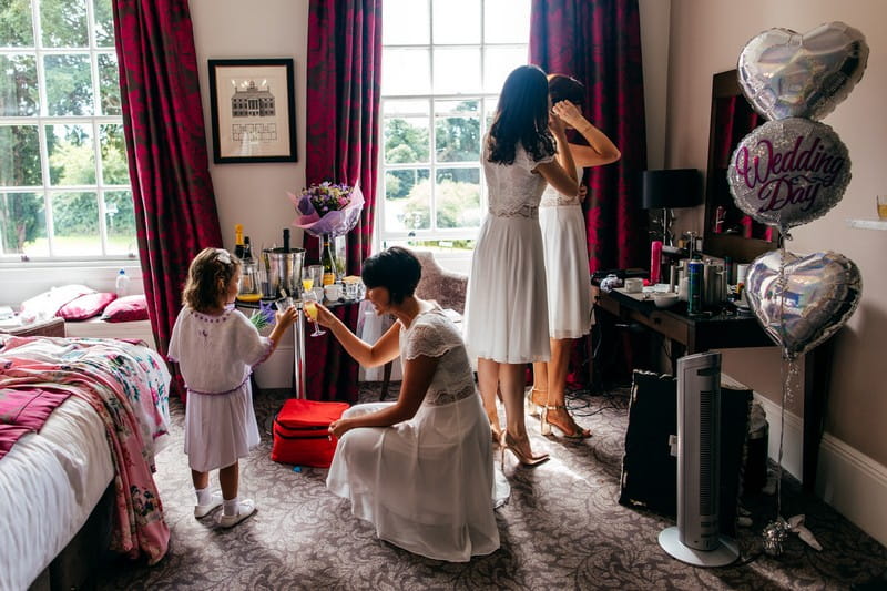 Bridesmaids getting ready