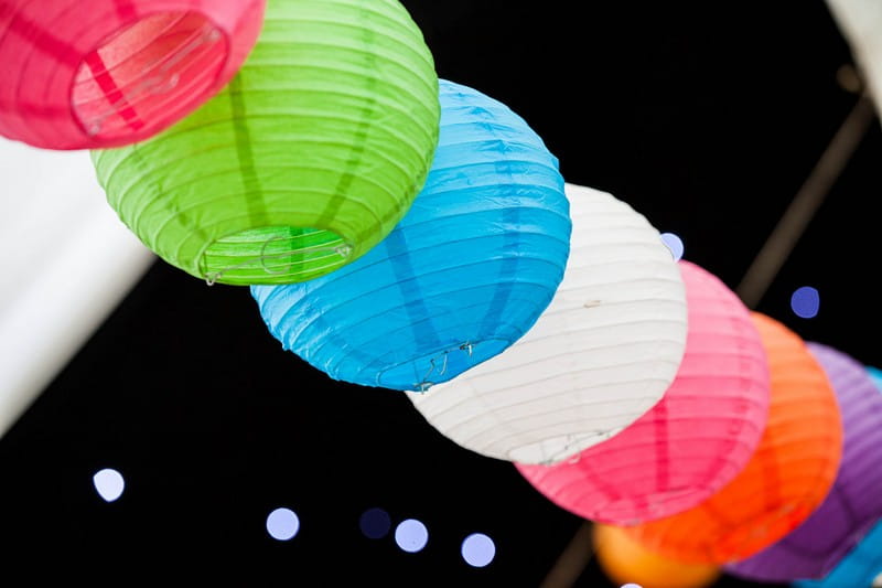 Bright coloured paper lanterns