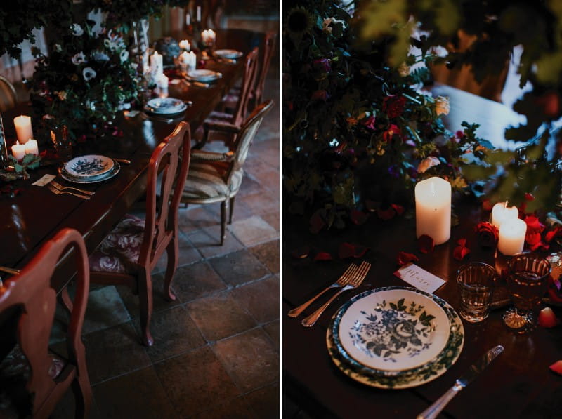 Decadent winter wedding table styling