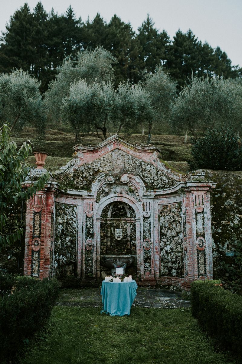 Elaborate monument in Tuscan countryside