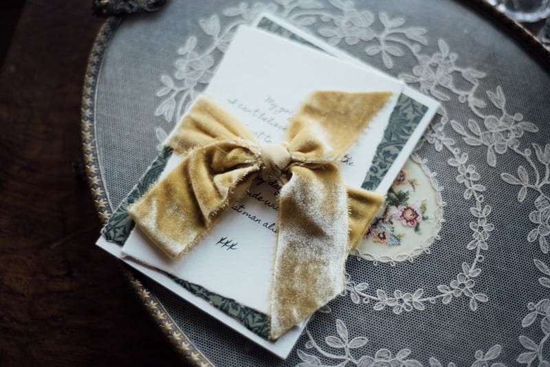 Wedding love letter wrapped in velvet ribbon