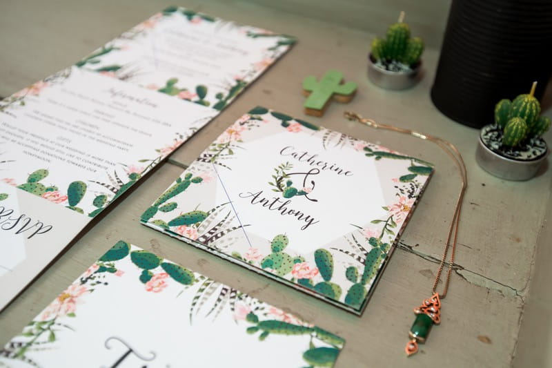 Cactus wedding stationery