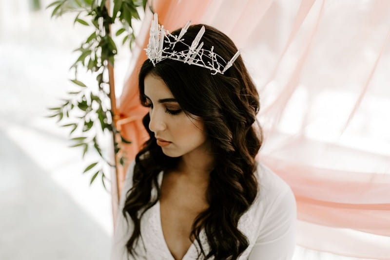 Bride wearing crown