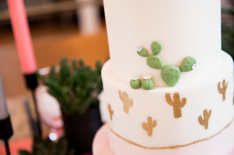 Cactus detail on wedding cake