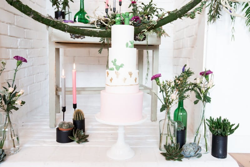 Cactus themed wedding cake