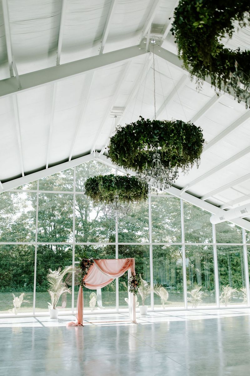 Hanging foliage installations in Greenhouse Two Rivers