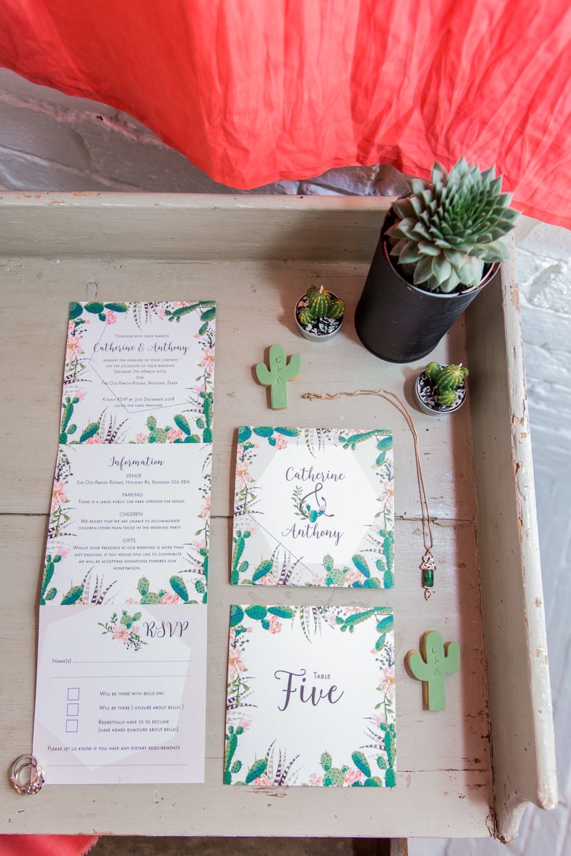 Wedding stationery with cactus design