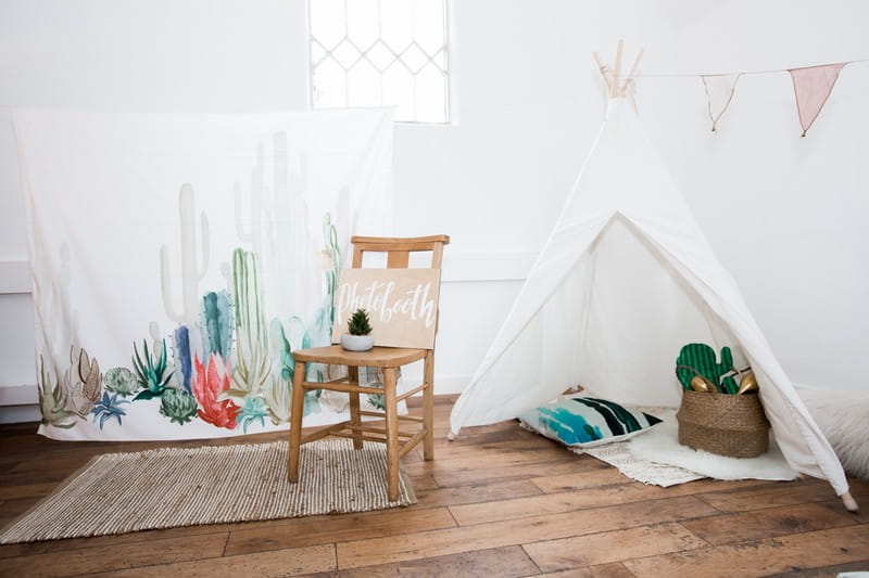 Tipi in children's wedding play area