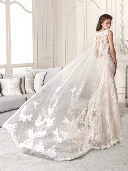 Back of 860 Wedding Dress with Cape from the Demetrios Starlight 2019 Bridal Collection