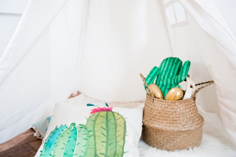 Cactus themed props in tipi