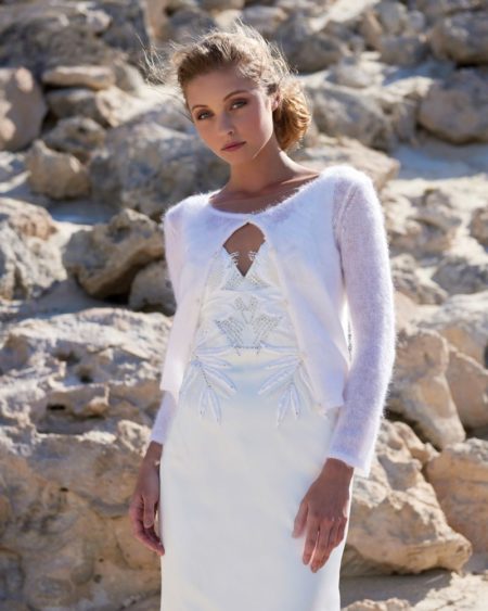 Crew Neck Cardigan in Ivory from the Elbeth Gillis Arniston Blue 2019 Bridal Collection