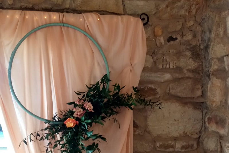 Floral Hoop on Living Coral Backdrop