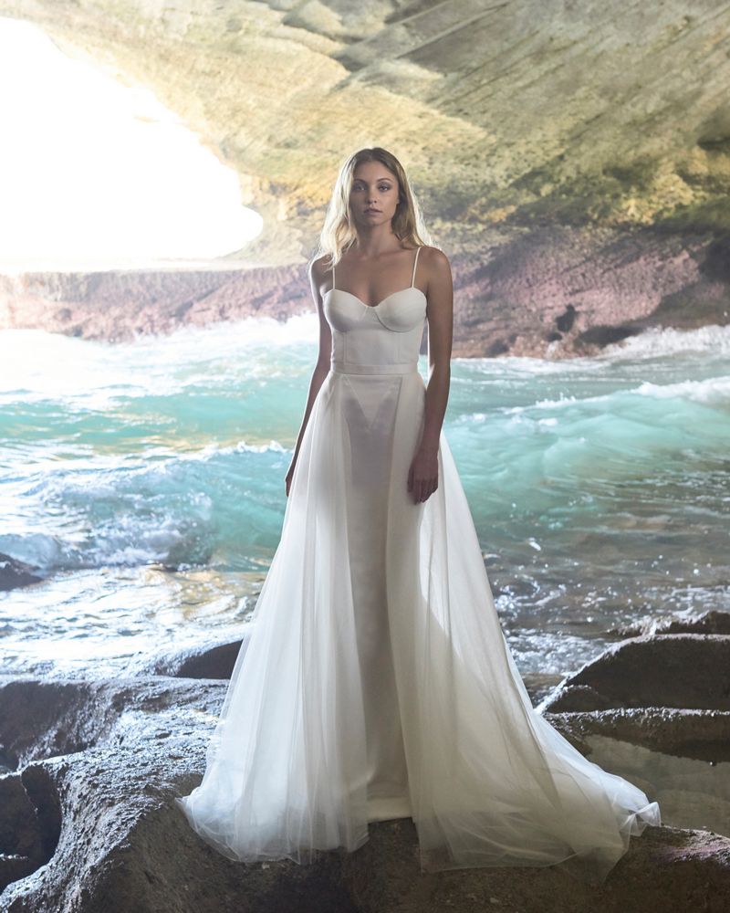 Madison Wedding Dress with Jenevieve Overskirt from the Elbeth Gillis Luminescence 2019 Bridal Collection