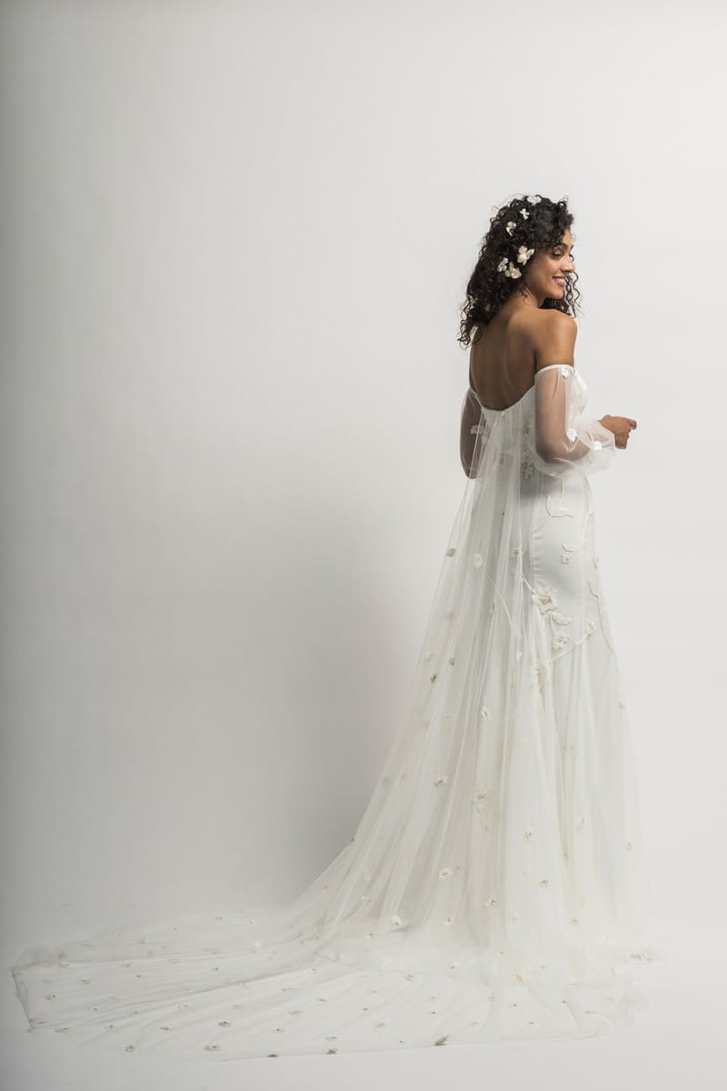 Back of Serafina Wedding Dress with Sleeves and Train from the Alexandra Grecco Cloud Nine 2019 Bridal Collection