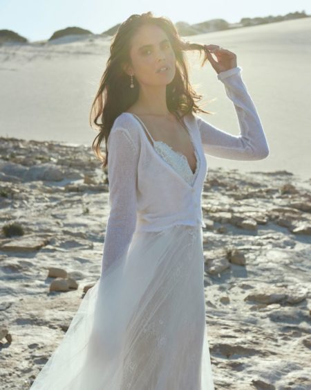 V-Neck Cardigan in Ivory from the Elbeth Gillis Arniston Blue 2019 Bridal Collection