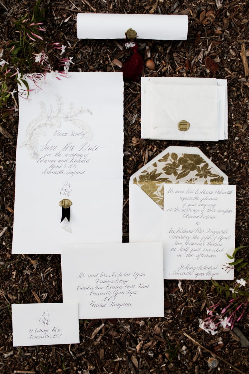 Elegant wedding stationery with hand lettering