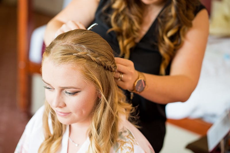 Bridesmaid with braid hairstyle