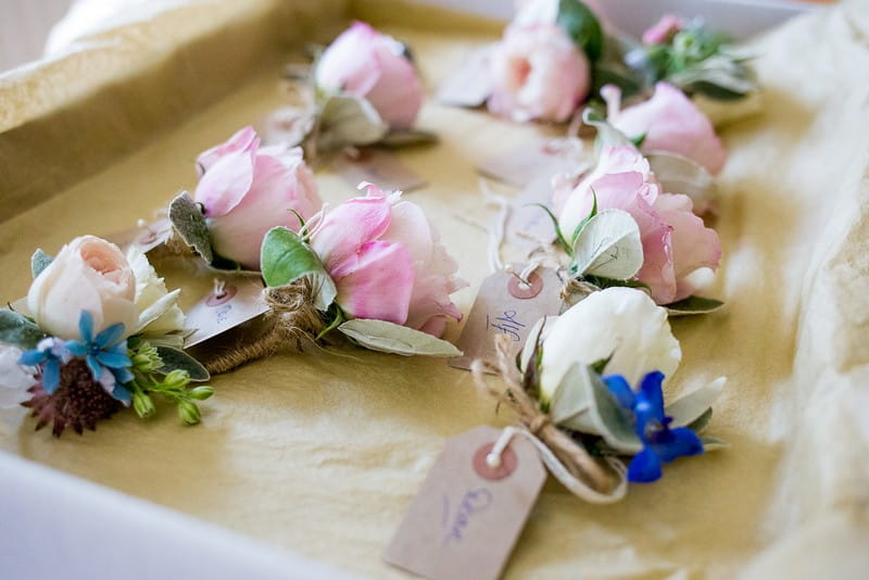 Pink rose buttonholes