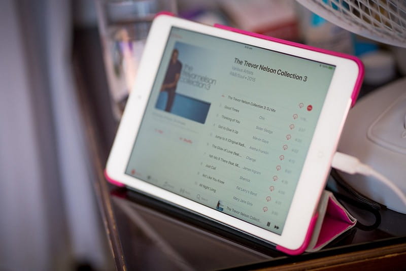 iPad playing music for bridal preparations