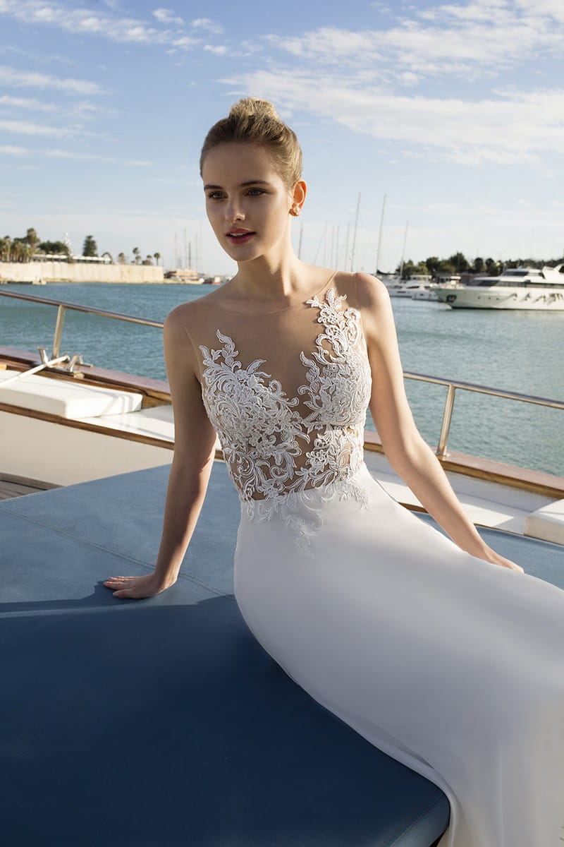 Detail on DR251 Wedding Dress from the Demetrios Destination Romance 2019 Bridal Collection