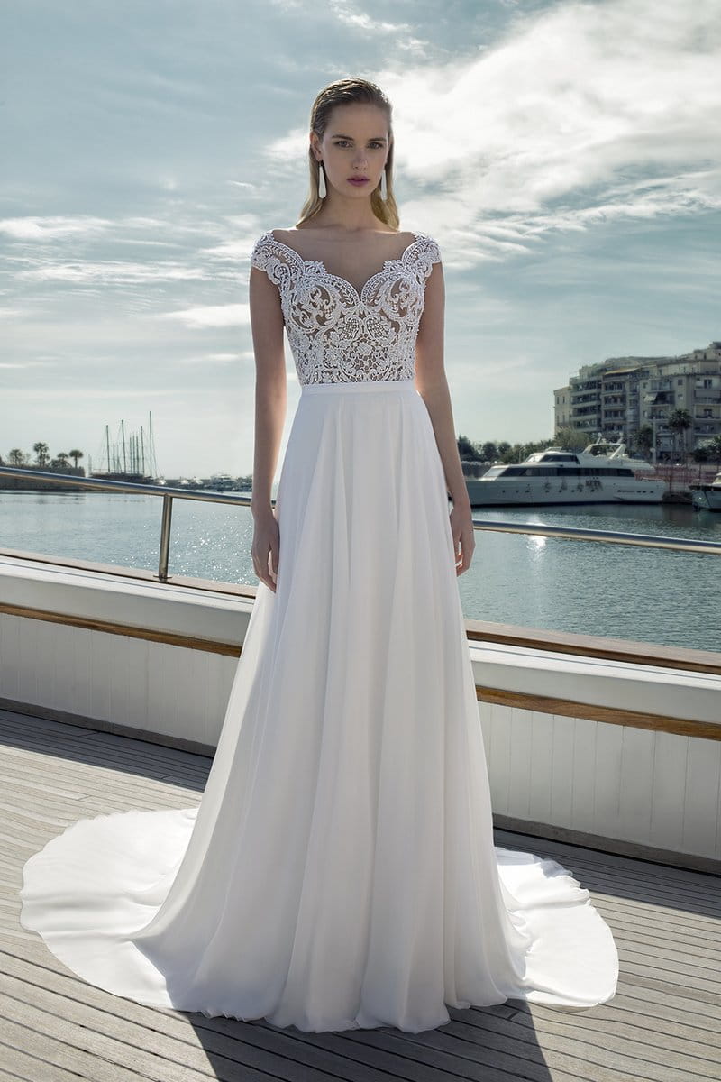 DR278T Bodysuit with DR270S Skirt from the Demetrios Destination Romance 2019 Bridal Collection