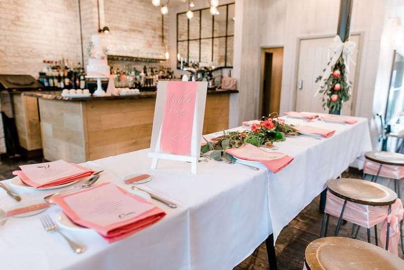 Bridal shower table styled with 2019 wedding trends