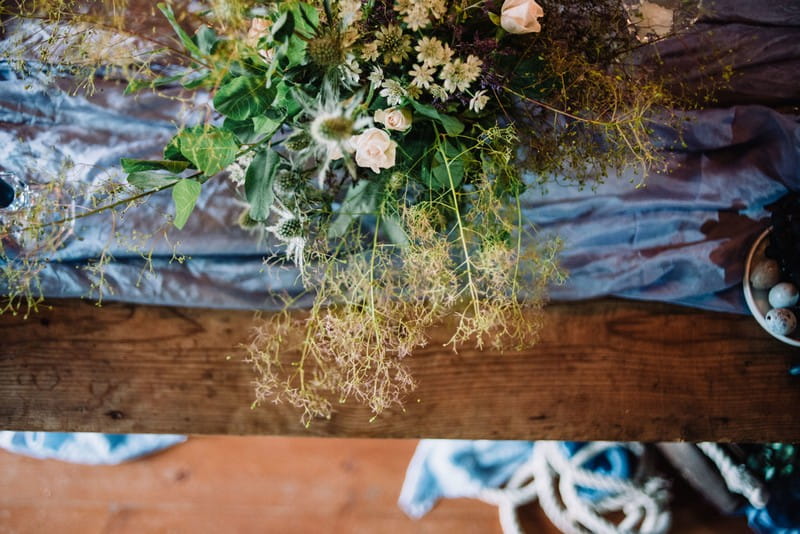 Wild wedding table flowers