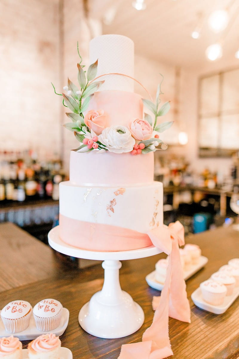 Coral coloured bridal shower cake