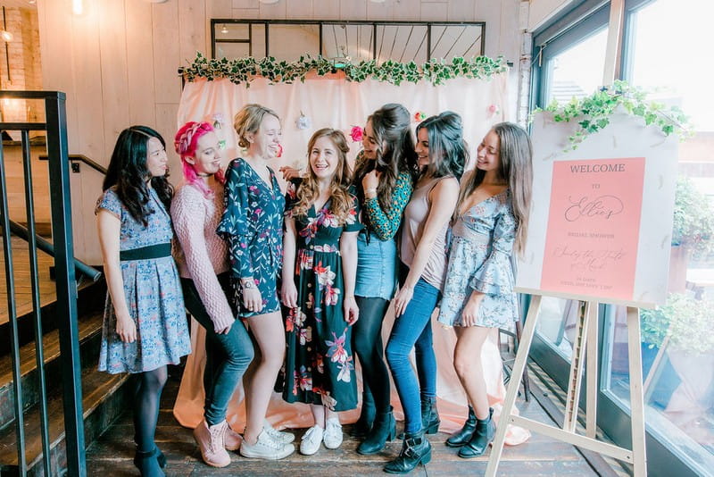 Girls posing for picture at bridal shower