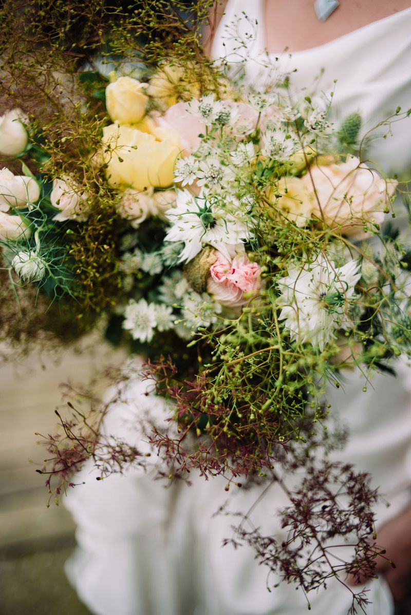 Bride's wild, rustic bouquet