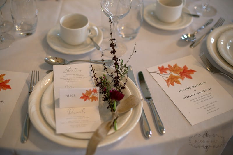 Autumnal wedding place setting