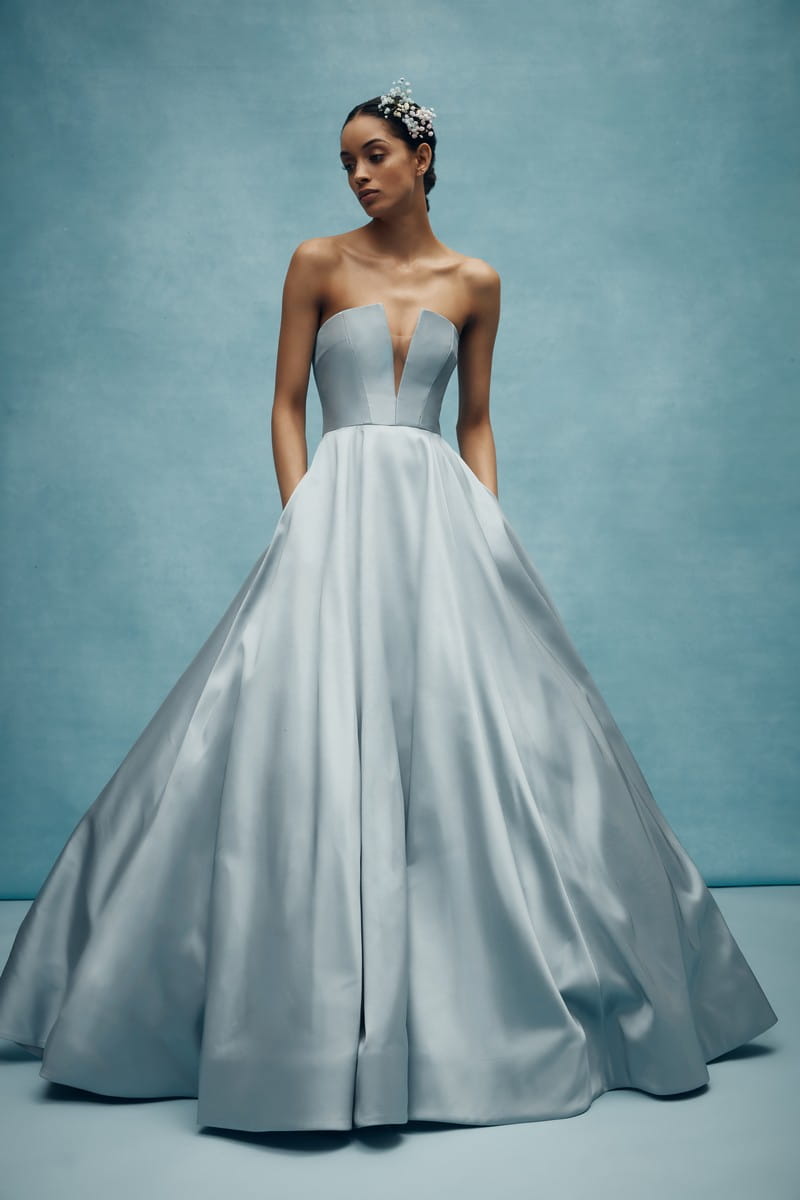 Emory Wedding Dress in Steel Blue from the Anne Barge Spring 2020 Bridal Collection
