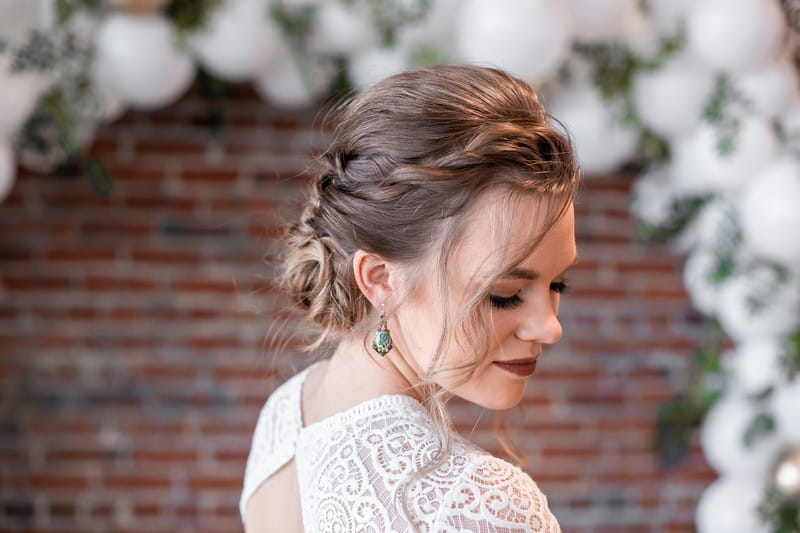 Bride's updo hairstyle with braid