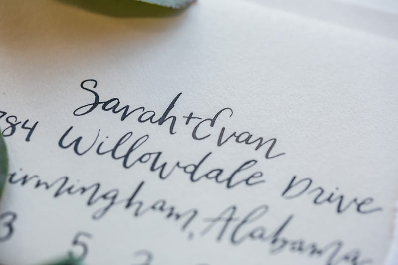 Hand-lettering on wedding stationery