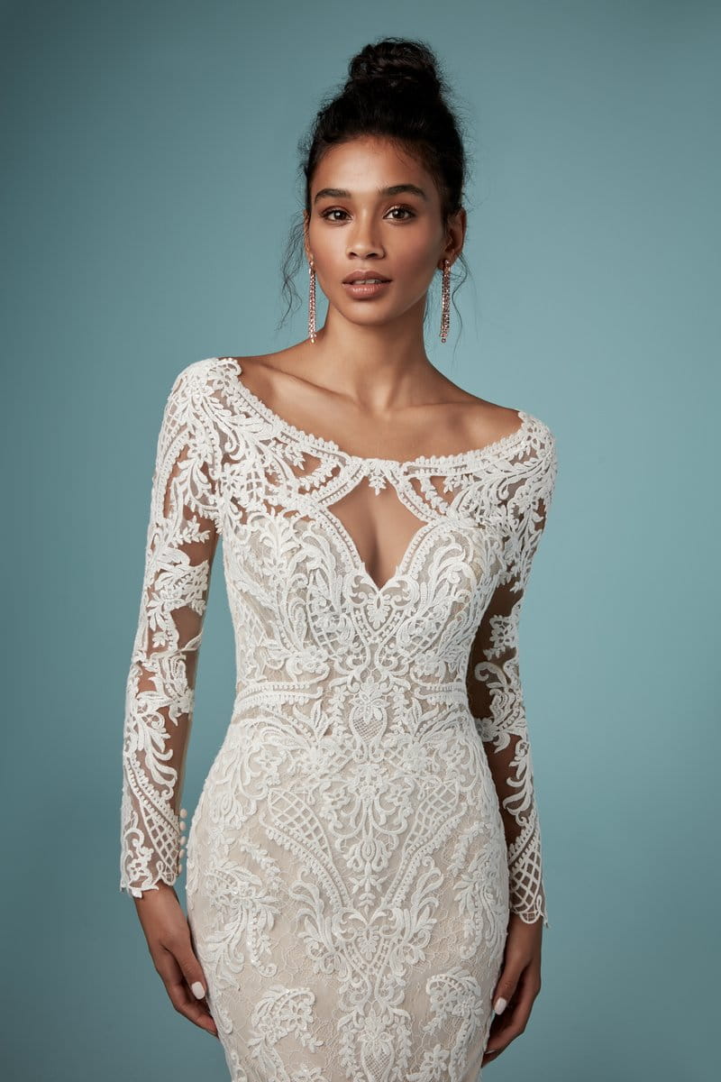 Detail on Cheyenne Wedding Dress from the Maggie Sottero Ambrose Fall 2019 Bridal Collection