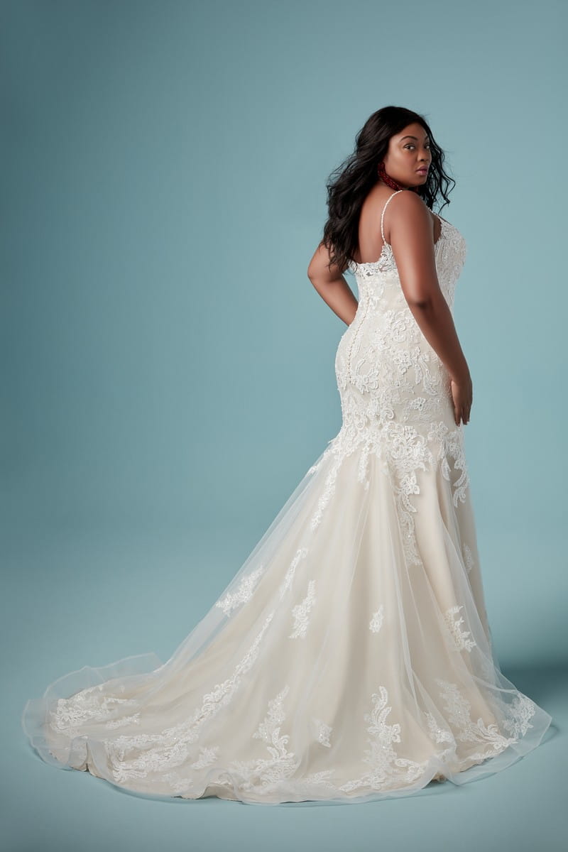 Back of Glorietta Lynette Plus Size Wedding Dress from the Maggie Sottero Ambrose Fall 2019 Bridal Collection